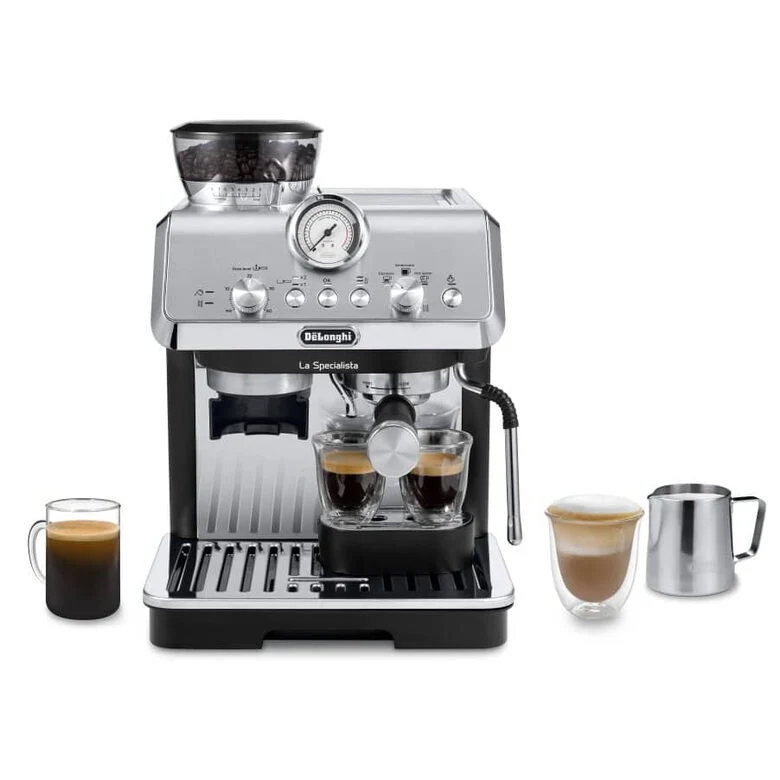 De’Longhi Dedica Arte La Specialista Arte - Macchina per Caffè in chicchi Manuale, Montalatte manuale, 1400W, Metal Black (EC9155.MB)