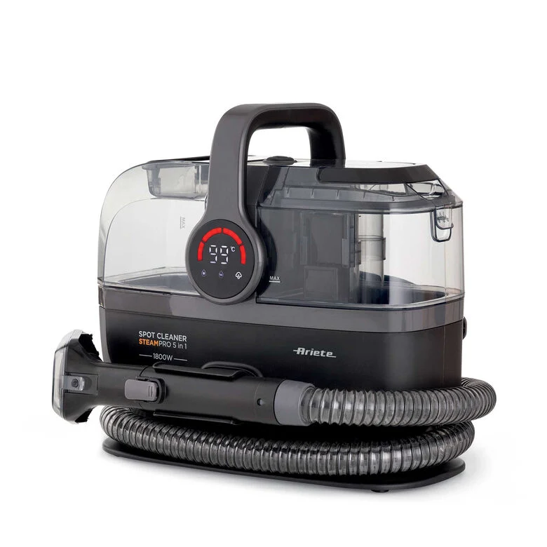 Ariete 2484 Spot Cleaner Steam PRO 5in1, Lavatappeti e pulitore a vapore, Elimina macchie da interni Auto, Divani, Moquette, Materassi, tappeti, 1800W, 3 modalità di pulizia, Elevata potenza