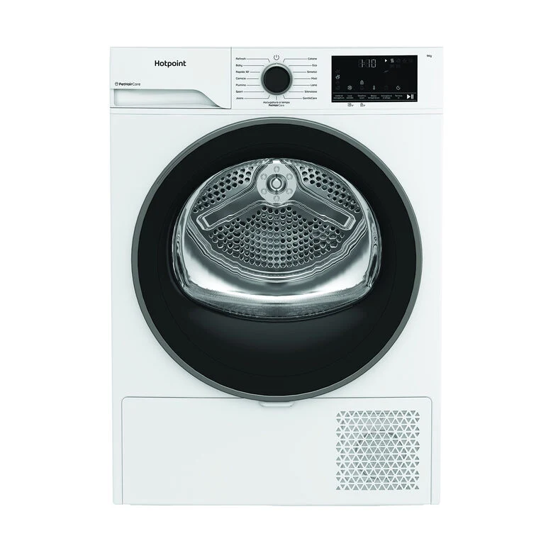 Hotpoint Ariston HPT 94D BS IT Asciugatrice A Libera Installazione 9 Kg, Pompa Di Calore, PetHairCare, GentleCare, Classe C, Bianco