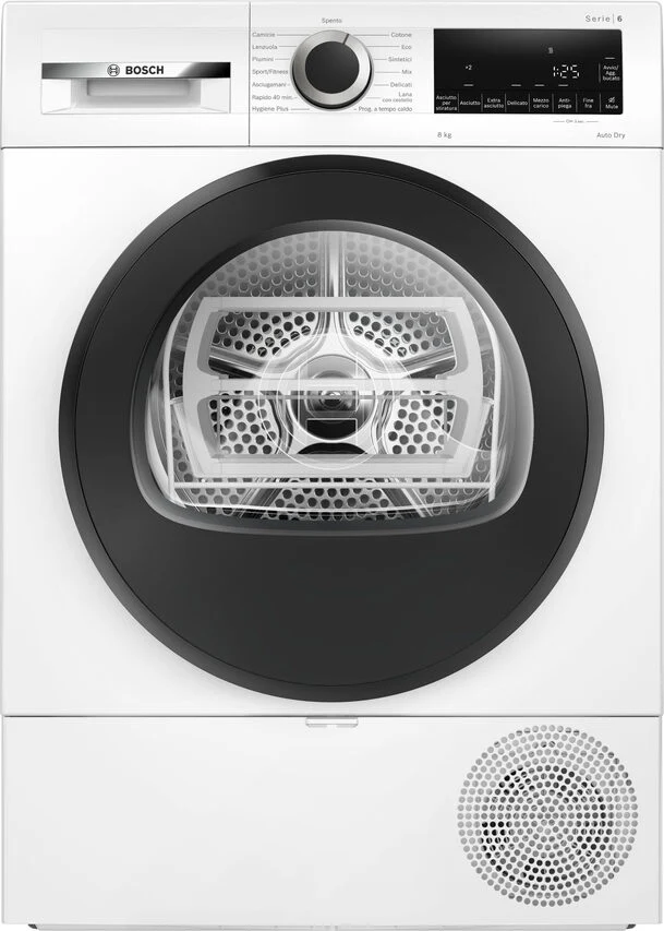 Bosch WQG233d1II Serie 6 Asciugatrice A Libera Installazione 8 Kg, Pompa Di Calore, Auto Dry, Filtro Easy Clean, Classe C, Bianco
