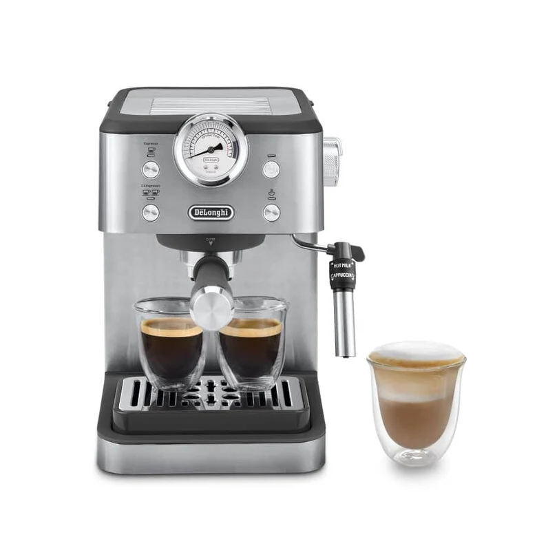 De’Longhi CLASSIC EM450.M Macchina da Caffè Manuale Espresso e Cappuccino, Compatibile con Polvere o Cialde E.S.E., Spegnimento Automatico, Serbatoio Estraibile da 1.7L, Potenza 1325W, 15bar