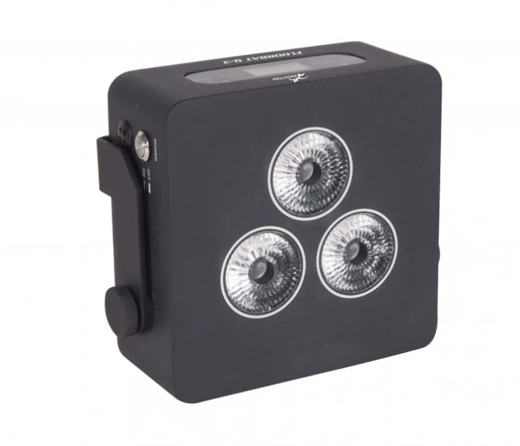 Sagitter battery led floorbat 3 x 12 w led rgbwaauv/fc irc wireless