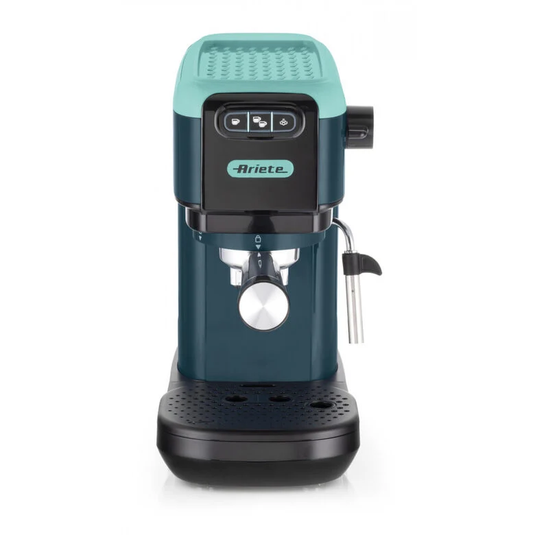 Ariete 1399 Light Aquamarine Macchina da caffè espresso, Per polvere e cialde ESE, 1300 W, Capacità 1,1L, 15 bar di pressione, Filtro 1, 2 tazze e cialda ESE, Cappuccino, Verde