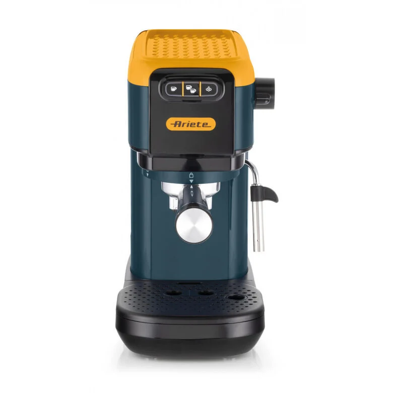 Ariete 1399 Mango Yellow Macchina da caffè espresso, Per polvere e cialde ESE, 1300 W, Capacità 1,1L, 15 bar di pressione, Filtro 1, 2 tazze e cialda ESE, Cappuccino, Giallo