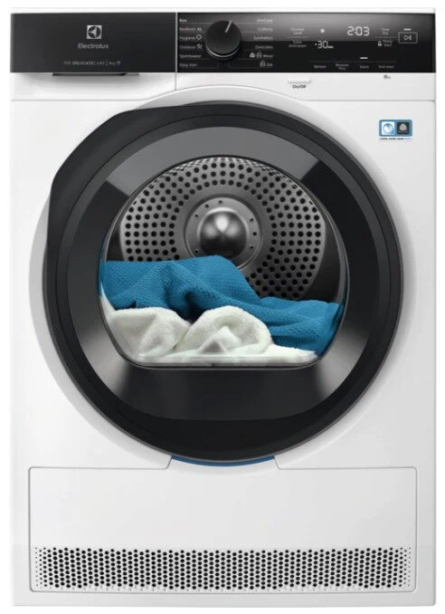 Electrolux EW7H48GY Asciugatrice A Libera Installazione 8 Kg, Pompa Di Calore, DelicateCare, Filtro Ecoflow, Classe A+++, Nero Bianco