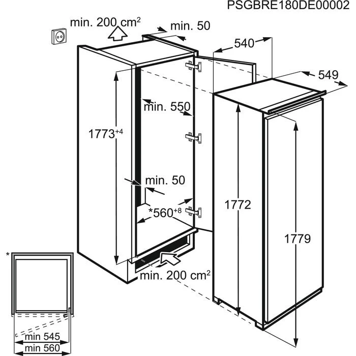 AEG ABE818F6NS congelatore Verticale Da incasso 204 L F Bianco