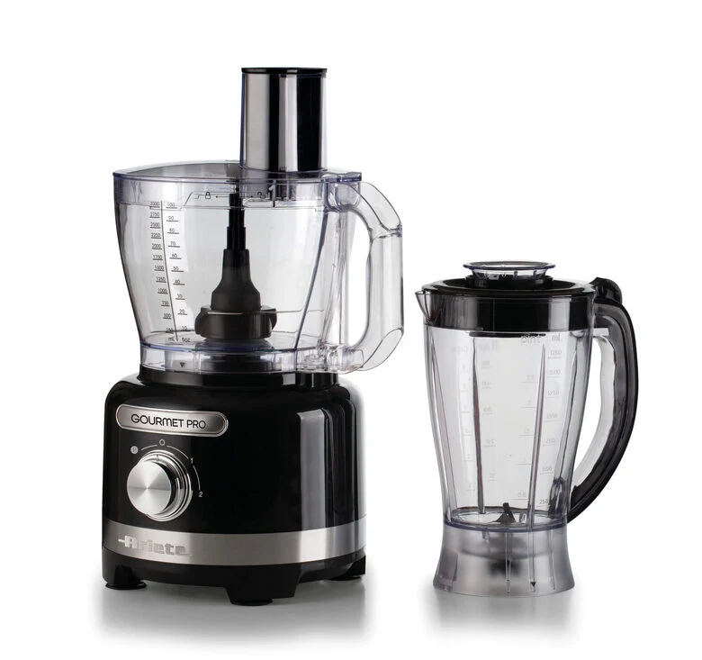 Ariete 1782 Gourmet Pro Moderna, Robot da cucina, Tritatutto 3L, Frullatore 2L, 2 velocità + Pulse, Set di lame + Disco in acciaio inox, Accessorio spremiagrumi, Nero