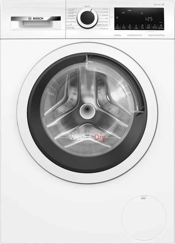 Bosch WNA144V0IT Serie 4 Lavasciuga A Libera Installazione 9/5 Kg, 1400 Giri, AutoDry, Iron Assist, Ecosilence Drive™, Classe E, Bianco