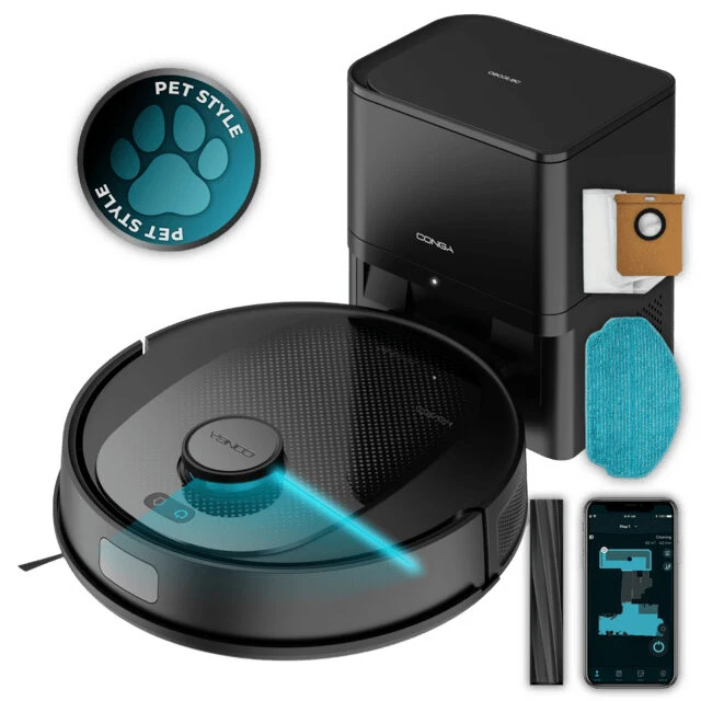 Cecotec Conga 7690 Immortal Max Home Robot aspirapolvere Senza sacco Wi-Fi 5000Pa 3200mAh Nero