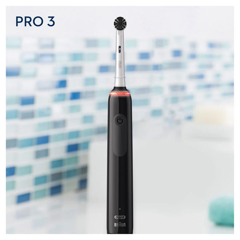 Oral-B Pro 3 Spazzolino Elettrico Ricaricabile - 3000 Nero. 1 Spazzolino + 1 Testina con setole al Carbone