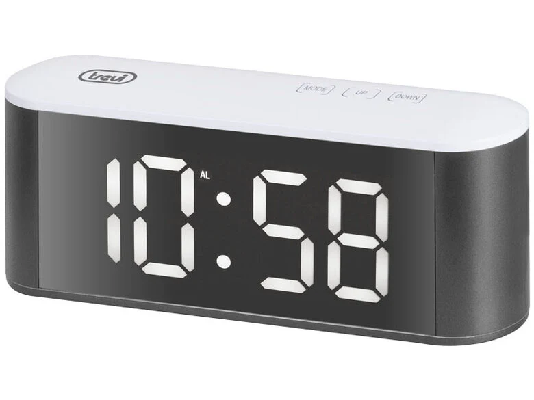Trevi EC 883 BL Orologio da tavolo digitale Rettangolare Nero, Bianco