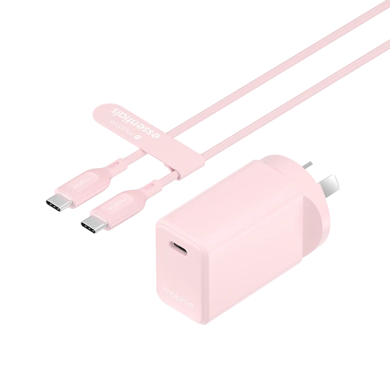 Mophie Essential 30W USB-C Wall Charger & C-C Cable Pink