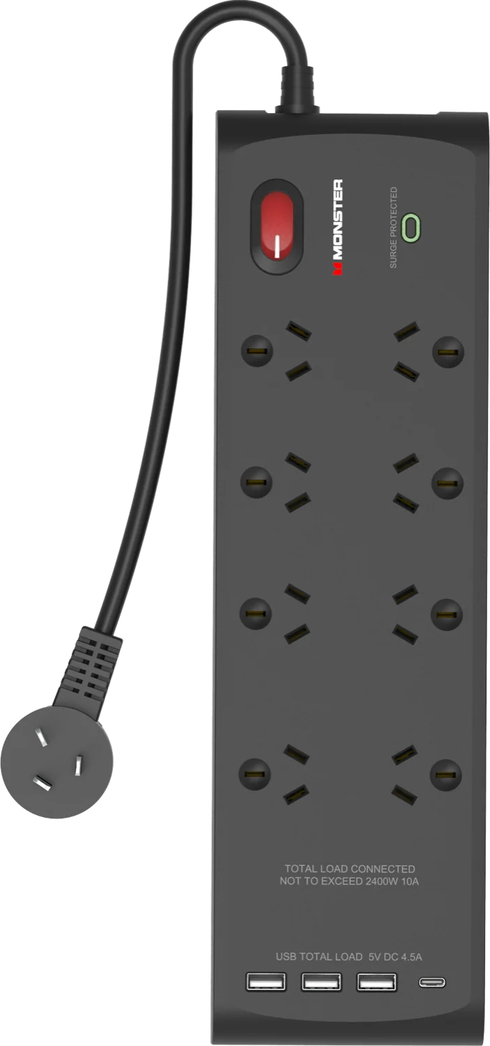 Monster 8 Socket Surge Protection with USB
