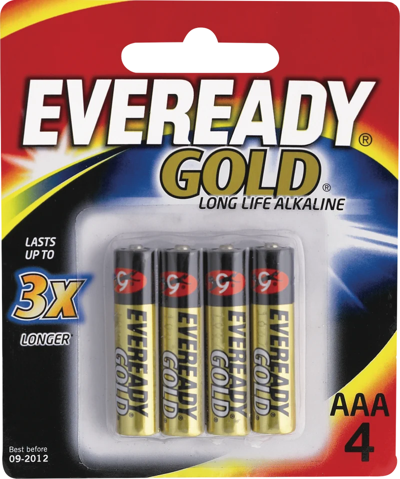 Eveready Gold AAA Batteries 4 Pack