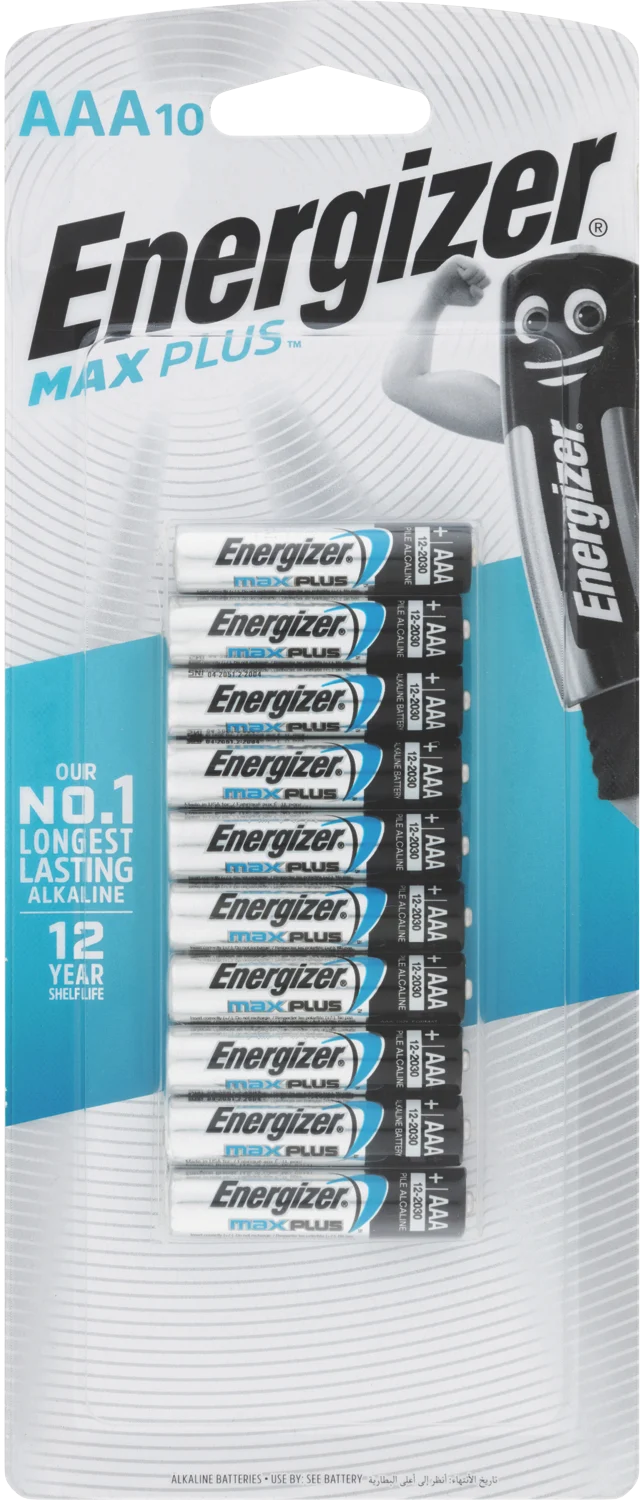Energizer Max Plus AAA Batteries 10 Pack